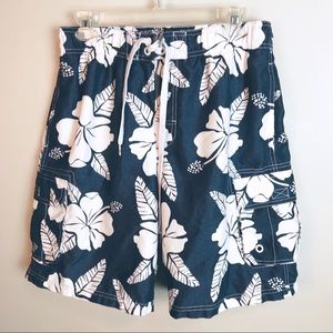 Men’s OP navy and white swim trunks
